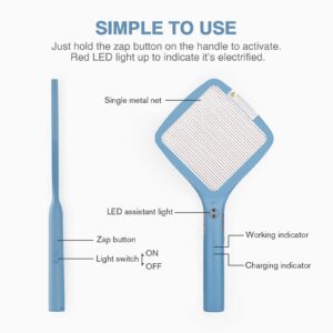 mafiti 2 in 1 Electric Fly Swatter Rechargeable with Flashlight Mosquito Zapper Bug Zapper Racket Fly Killer Indoor Outdoor