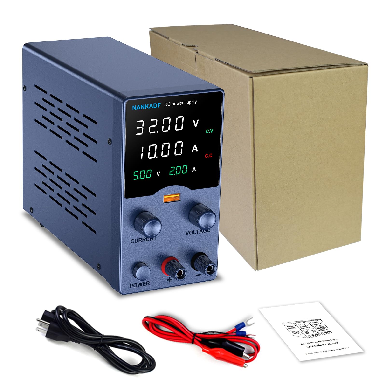 DC Power Supply Variable, Bench Power Supply with Precision Encoder Knob, USB Output Current Display, Adjustable Lab Power Supply with 4-Digits Display & Multi-Layer Circuit Protection (30V 10A)