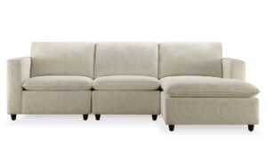 chers sectional couches for living room, 95" cloud modular sectional sofa with ottoman, modern fabric upholstered l shaped couch with convertible chaise, 3 seater, natural