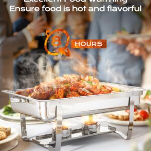 Chafing Dishes for Buffet 4 Pack, [Ultrasonic Mirror Polishing] Chafing Dish Buffet Set 9QT, [Rolled Edge Finger Protection] Buffet Servers and Warmers for Any Party, Wedding, Birthday and Hotel