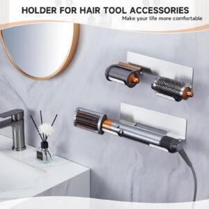 Hair Tool Organizer Wall Mount, Hair Dryer Holder for Curling Wands Accessories, Hair Straightener Holder, Styler Attachments Organizer, Adhesive Curling Iron Holder Storage, Stainless Steel