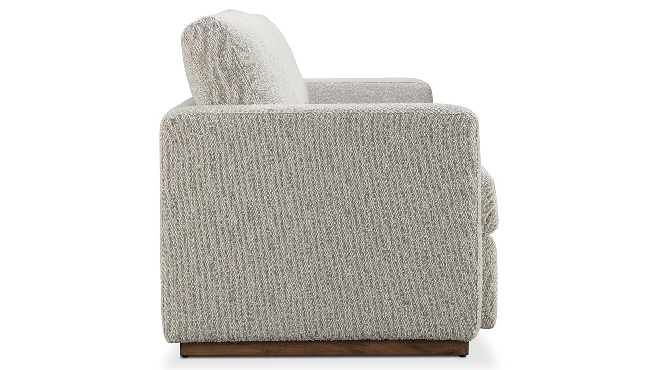 CHERS 76.8" Upholstered Bench Seat Sofa, Wood Base Lounge Sofa with Track Arms, Cushion Back Fabric Loveseat, 2-Seater Boucle Couches for Small Living Room, Bedroom, Office, Off-White