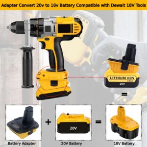 Tulepowceeng 2 Packs DCA1820 Battery Adapter Compatible with Dewalt 18V Tools, Convert Compatible with Dewalt 20V Lithium Batteries DCB203 DCB204 DCB206 to Work with 18V Cordless Power Tools