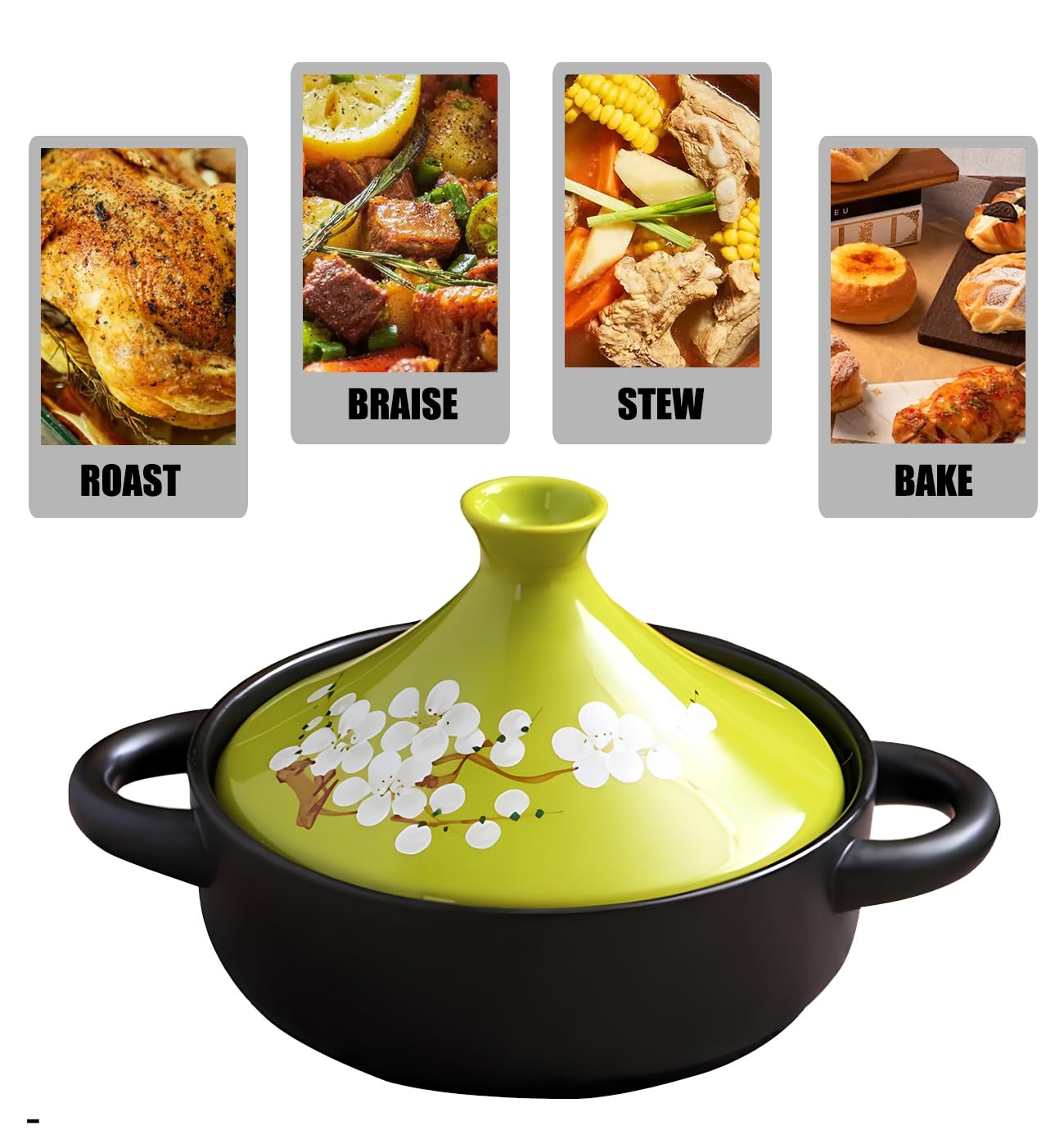 Xgxoz Tagine Pot for Cooking, High-Quality Cookware with Ceramic Cone-Shaped Lid, Ceramic Cooking Tagine for Home Kitchen