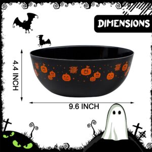 Zcaukya 3 Packs Halloween Candy Bowls, 9.6" Plastic Trick-Or-Treat Holders Pattered with Bat Ghost Jack-O-Lantern, Purple Black Orange Treats Serving Trays for Halloween Parties Supplies