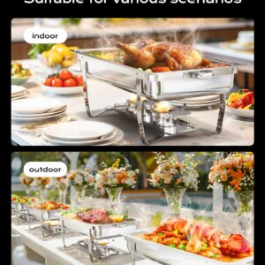 Chafing Dishes for Buffet 2 Pack, [Ultrasonic Mirror Polishing] Chafing Dish Buffet Set 9QT, [Rolled Edge Finger Protection] Buffet Servers and Warmers for Any Party, Wedding, Birthday and Hotel