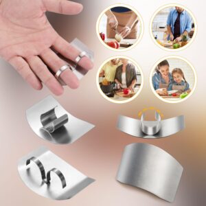 8pcs Stainless Steel Finger Guards, Single & Double-Finger Protector for Cutting Chopping Finger Guard Open-Ring Style Finger Shield for Cutting Aid Kitchen Tool Slicing Dicing Chopping