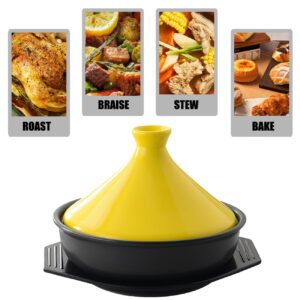 Xgxoz Ceramic Tajine Tagine Cooking Pot with Cone-Shaped Closed Lid, Ceramic Stew Pot Casserole Pot Multifunction Cookware for Stew Soup