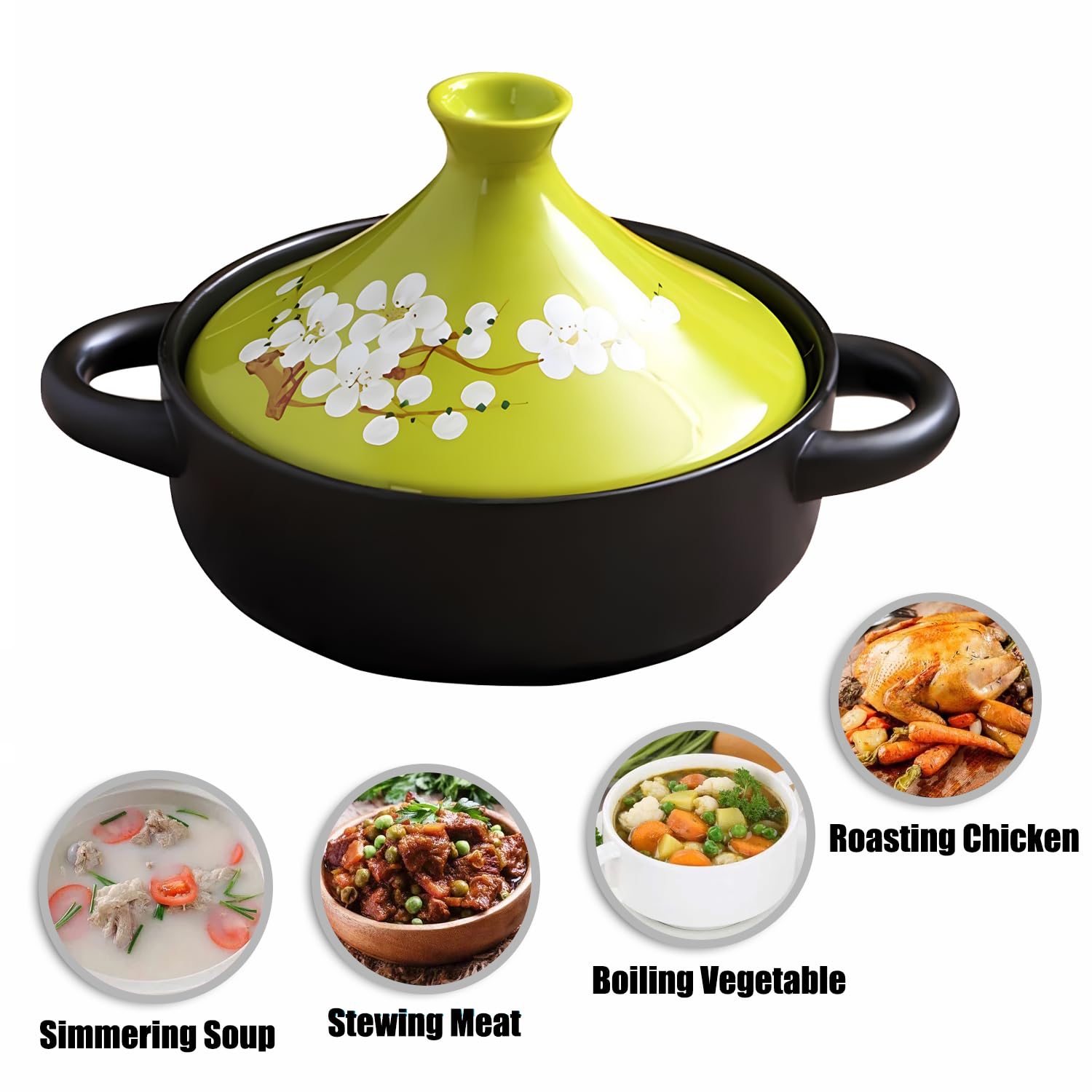 Xgxoz Tagine Pot for Cooking, High-Quality Cookware with Ceramic Cone-Shaped Lid, Ceramic Cooking Tagine for Home Kitchen