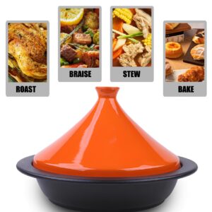 Xgxoz Enameled Cast Iron Tagine Pot Ceramic Tajine Cooking Pot with Ceramic Lid, for Stew Casserole Slow Cooker