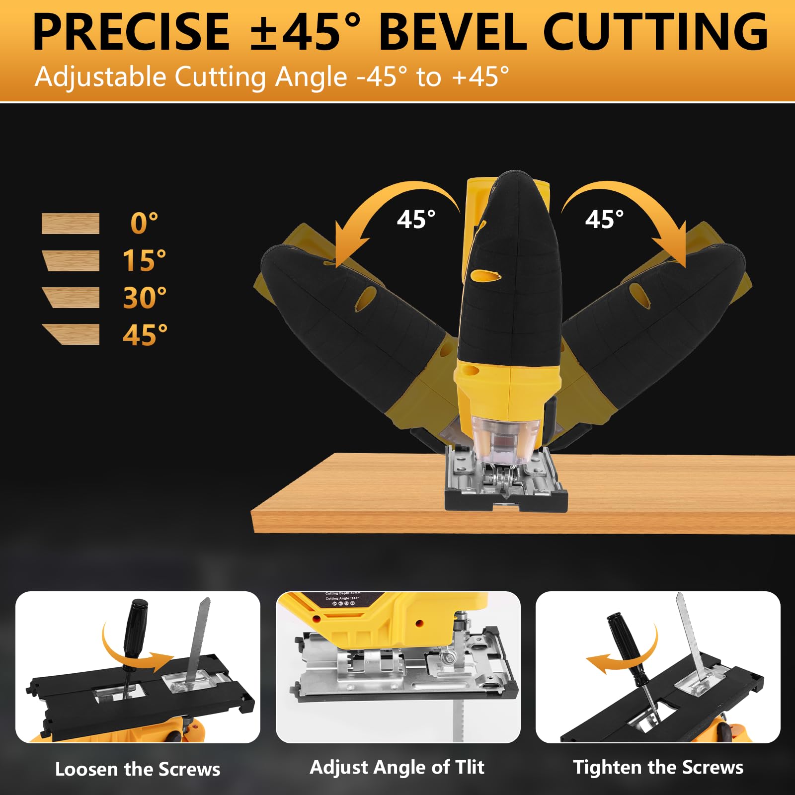 Jig Saw for Dewalt 18V/20V Max Battery, Cordless Jigsaw Tool Brushless Motor, Up To 2900 RPM, 45 Degree Beveled Cuts, LED Light for 4 Curve Cuttings, Plastic Box Include for Easy Carry (No Battery)