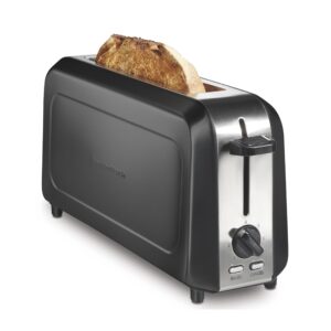 hamilton beach extra long slot 2 slice toaster with browning control, bagel function, cancel button & auto shutoff, modern slim design fits any space, black (22989)