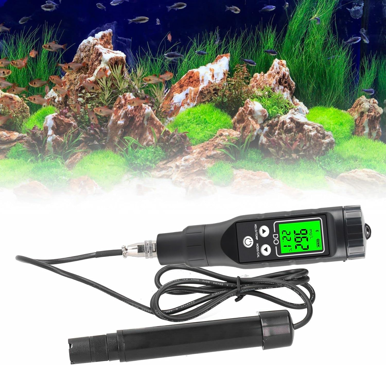 Generic Dissolved Oxygen Meter, Dissolved Oxygen Test Kit with Pen Shaped Polarographic Probe, Portable DO Tester for Aquarium Aquaculture Water Test, Bluetooth App Control, DO Range 0.0‑30.0mg/L