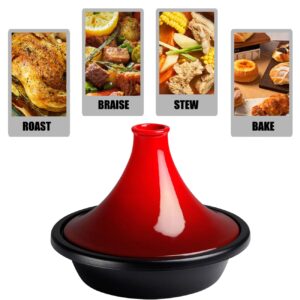 Xgxoz Cast Iron Tagine Pot for Cooking, Enameled Cast Iron Cooking Pot High-Quality Cookware with Enameled Cast Iron Base And Ceramic Cone-Shaped Lid