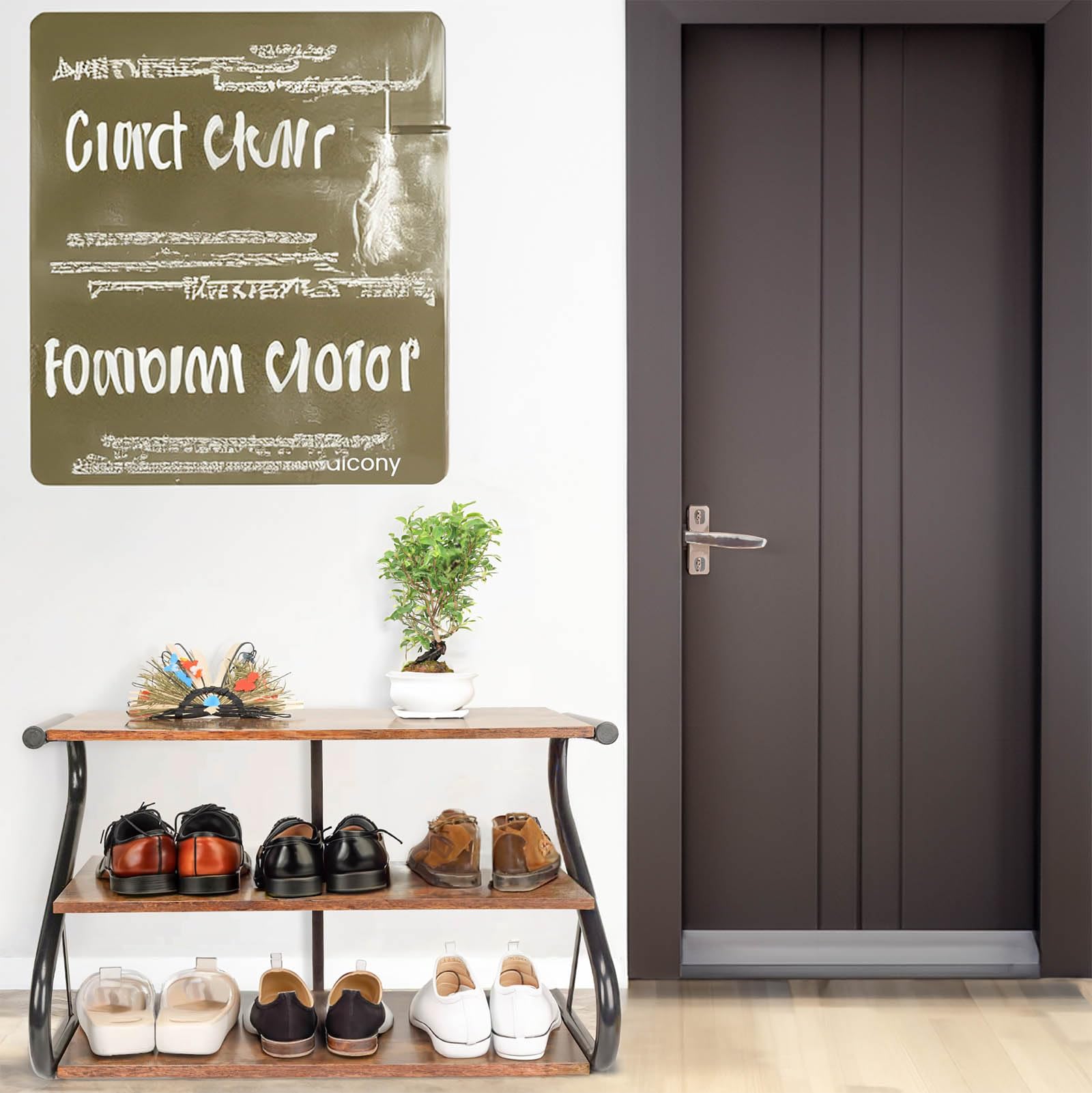 Xiconbao 3-Tier Shoe Rack Door Entrance : Standing Wood Shoe Rack,Entryway Organizer for Hallway, Living Room, Closet, Bedroom.