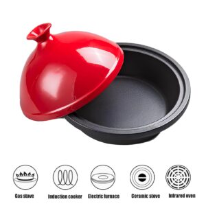 Xgxoz Enameled Cast Iron Cooking Pot with Enameled Ceramic Lid, Enameled Cast Iron Tagine Pot Ceramic Cooker Pot for Cooking