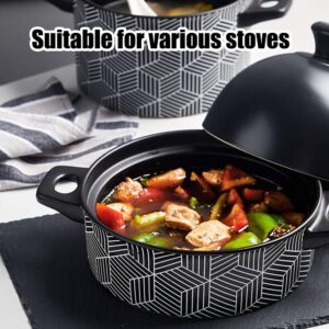 Xgxoz Cooking Tagine Pot Enameled Cooker Pot 1.3L Ceramic Casserole Heat-Resistant Earthen Pot with Enameled Ceramic Lid