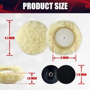 wesleydrill 5PCS 3” Wool Polishing Pad,Polishing Pads Cutting Pads Hook Loop Polishing Pad for Car Buffer Polisher Compounding, Polishing and Waxing