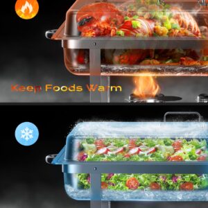 Chafing Dishes for Buffet 2 Pack, [Ultrasonic Mirror Polishing] Chafing Dish Buffet Set 9QT, [Rolled Edge Finger Protection] Buffet Servers and Warmers for Any Party, Wedding, Birthday and Hotel