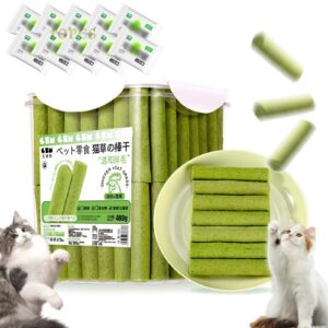 generic cat grass teething sticks for indoor cats, 60/80 pcs chew sticks for cats for hairball removal, cat teeth cleaning cat grass sticks, natural grass molar rod for cat increase appetite (60pcs)