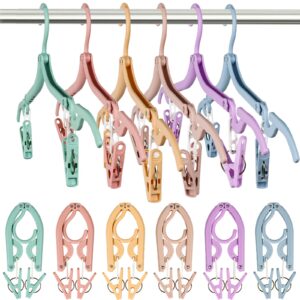 12 pcs foldable travel hangers with clips, collapsible folding hangers drying rack, portable clothes hangers for traveling, cruise ship essentials (multicolor)