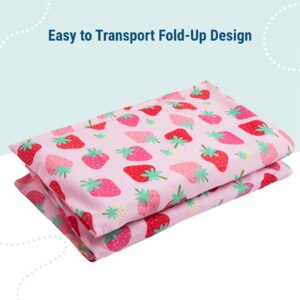 Wildkin Kids Nap Mat Cover for Boys & Girls, Featuring Sewn-in Flap Design, Ideal for Preschool and Daycare, Fits Our Vinyl Nap Mat up to 1.5 Inches Including Basic Sleep Ma (Strawberry Patch)