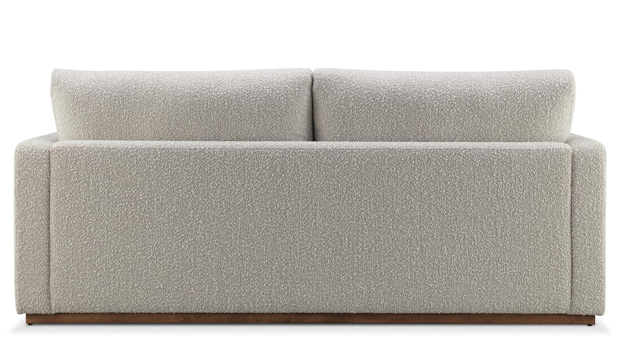 CHERS 76.8" Upholstered Bench Seat Sofa, Wood Base Lounge Sofa with Track Arms, Cushion Back Fabric Loveseat, 2-Seater Boucle Couches for Small Living Room, Bedroom, Office, Off-White