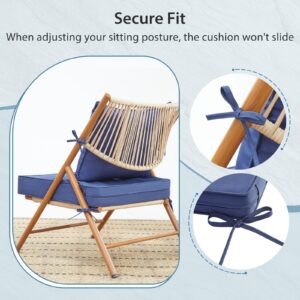 WEOAVRY Outdoor Deep Seat Cushions,24 x 24, Waterproof & Fade Resistant Patio Cushions for Outdoor Furniture, Deep Seat & Back Cushion with Secure Ties and Removable Cover, Blue