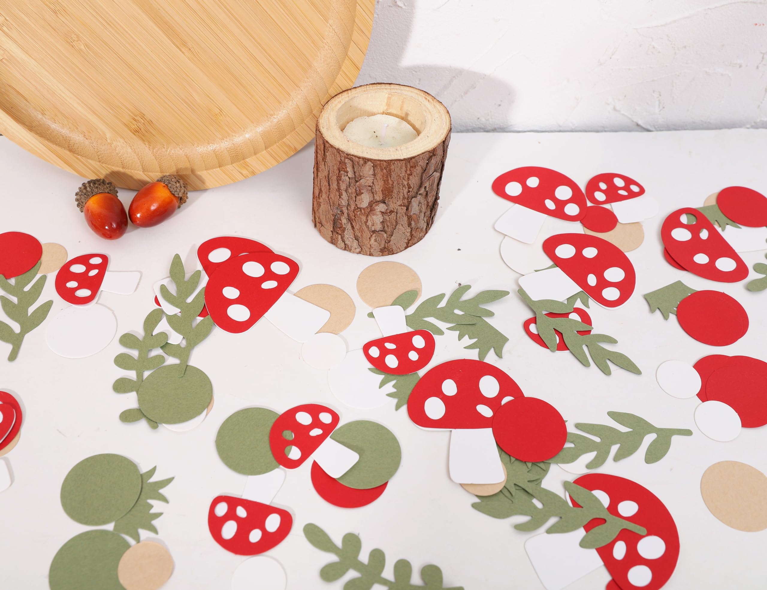 200PCS Mushroom Confetti - Woodland Party Table Decor, Woodland Confetti, Mushroom Theme Birthday Decorations, Fairy Party Confetti, Wild One Birthday Decor