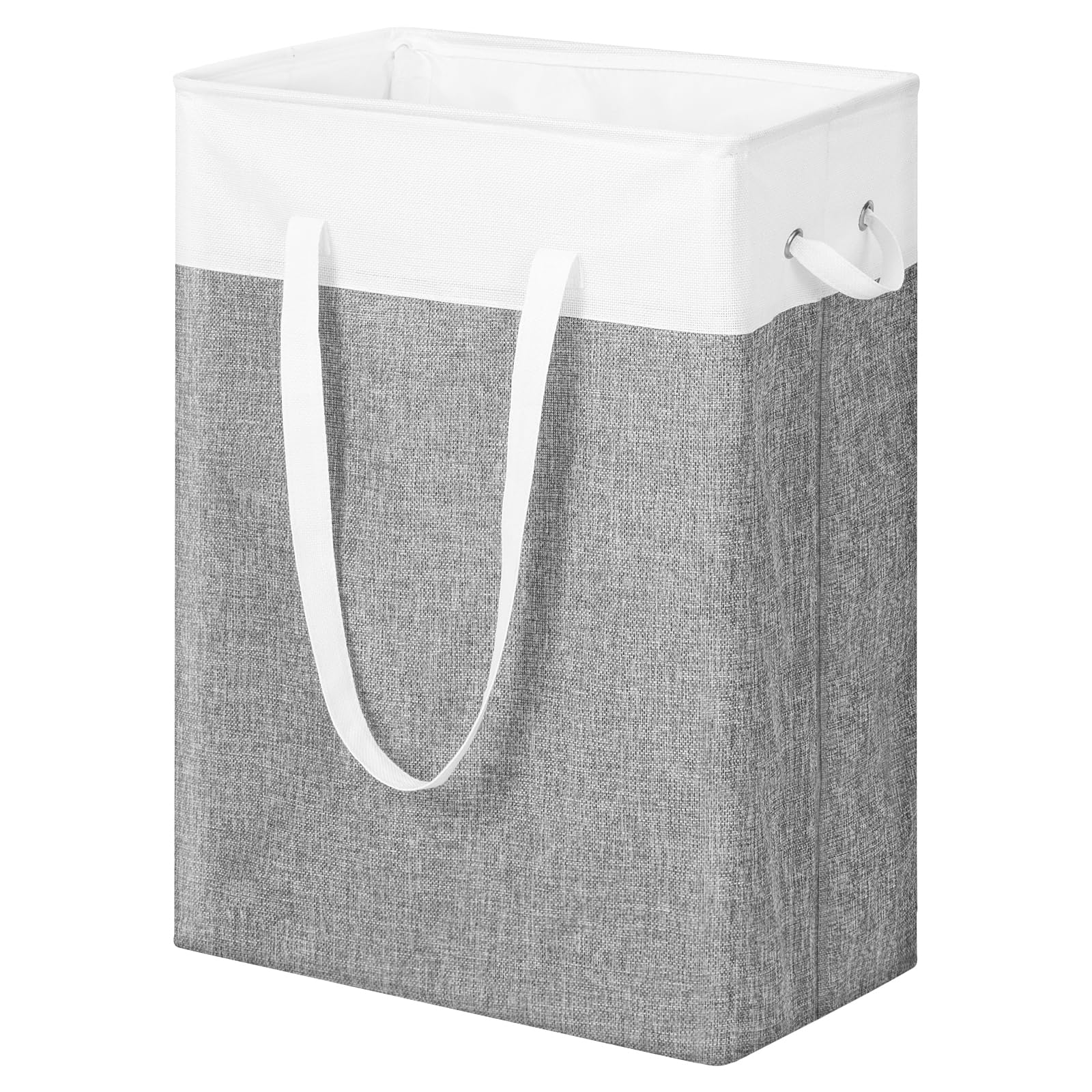 Stero Fabric Laundry Hamper, 75L Large Laundry Basket with Handles, Collapsible Dirty Clothes Hamper for Laundry Dorm, Bedroom, Bathroom, Grey&White