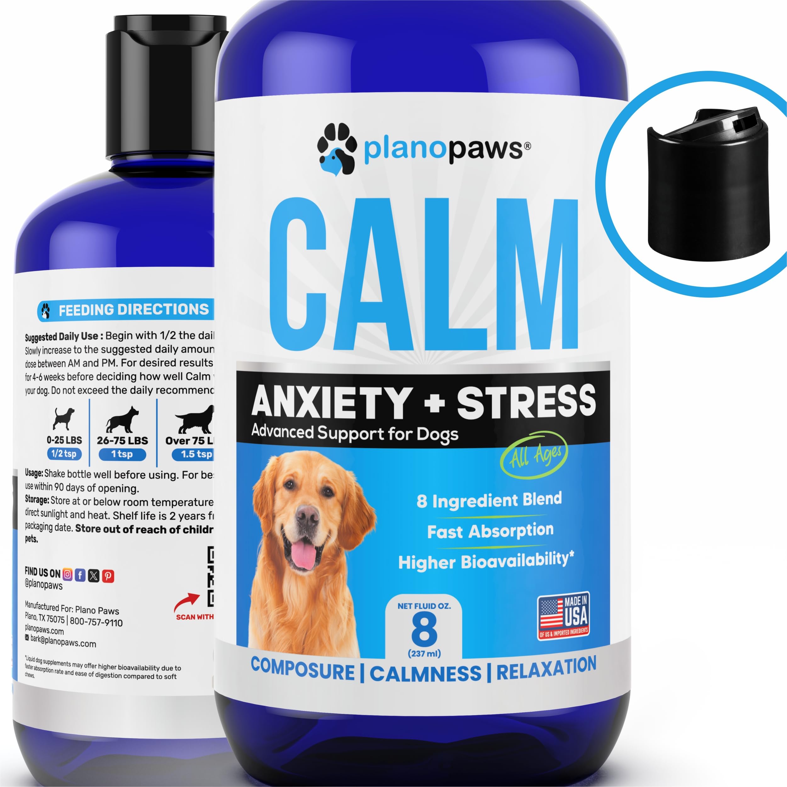 Dog Anxiety Relief - Faster Absorption Than Hemp Calming Chews for Dogs - Dog Calming Chews Alternative - Hemp Oil and Melatonin for Dogs - Liquid Dog Calming Treats for Thunder, Fireworks, Sleep Aid