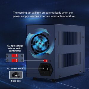 DC Power Supply, Variable Power Supply with Output Button, USB Fast Charging Port, Bench Power Supply with OCP Short Circuit Alarm, USB Output Current Display, Mute Mode (30V 10A)