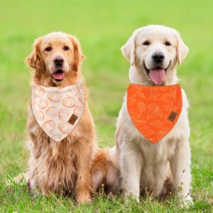 JarThenaAMCS 2Pcs Fall Reversible Dog Bandana Pumpkin Polka Dot Autumn Leaves Gingham Triangle Pet Scarf Orange Adjustable Pet Neckerchief Dog Bibs for Dog Cat Costume Accessories