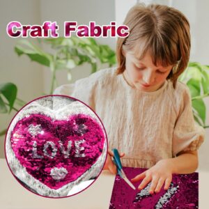 Memogizz 12pcs A4 Size One-Side Reversible Glitter Sequin Fabric, Colourful Sensory Items Stimulation Craft for Kids, Hobby Craft Fabric Sheets(A4 Size)