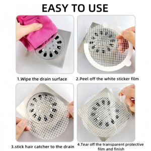 50 Pack, Banhey Round Disposable Shower Drain Hair Catcher, Floor Drain Sticker,Bathroom, Laundry Room, Bathtub, Kitchen, Sink, Drain Cover for Human and Pet Hair (50 PCS)