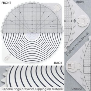 ARTEZA 14 Inch Premium Self-Healing Rotating Cutting Mat, Scalloped Edge, 360° Rotation, Locking Feature, for Quilting and Crafting