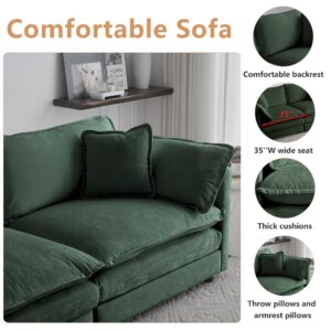 mikibama Armless Deep Seat 1 Seater Chenille Fabric Sofa, Free Combination to Make Multiple Seats of Sofas, Evergreen