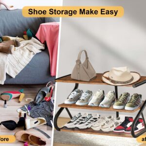 Xiconbao 3-Tier Shoe Rack Door Entrance : Standing Wood Shoe Rack,Entryway Organizer for Hallway, Living Room, Closet, Bedroom.