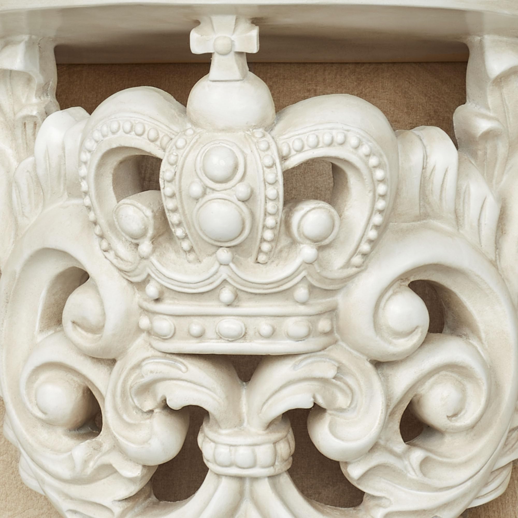 Touch of Class Crown Imperial French Scroll Wall Shelf | Antique White | Victorian Style Floating Vintage Shelves for Bedroom, Living Room, Hallway, Office, Hotel