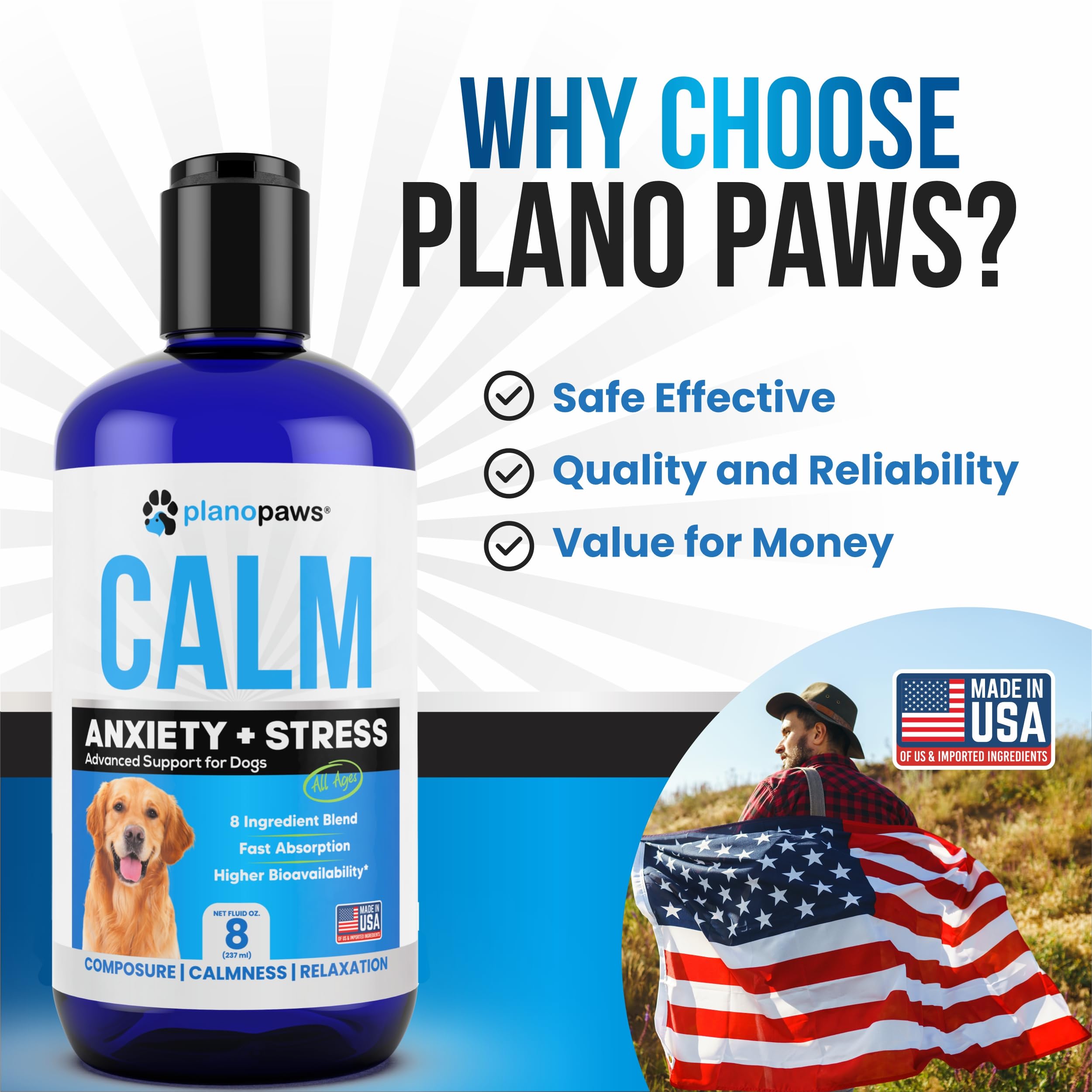 Dog Anxiety Relief - Faster Absorption Than Hemp Calming Chews for Dogs - Dog Calming Chews Alternative - Hemp Oil and Melatonin for Dogs - Liquid Dog Calming Treats for Thunder, Fireworks, Sleep Aid