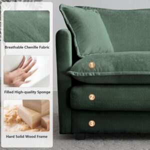 mikibama Armless Deep Seat 1 Seater Chenille Fabric Sofa, Free Combination to Make Multiple Seats of Sofas, Evergreen