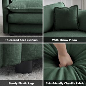 mikibama Armless Deep Seat 1 Seater Chenille Fabric Sofa, Free Combination to Make Multiple Seats of Sofas, Evergreen