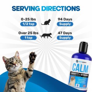 Cat Anxiety Relief 90 Day Supply - Faster Absorption Than Cat Calming Treats - Cat Calming Products for All Ages - Liquid Calming Cat Treats for Sleep Aid - 8 Ingredient Blend + Cat Melatonin