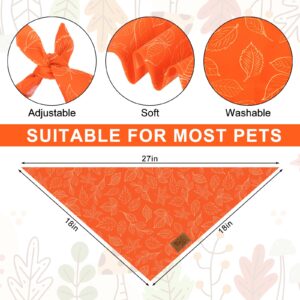 JarThenaAMCS 2Pcs Fall Reversible Dog Bandana Pumpkin Polka Dot Autumn Leaves Gingham Triangle Pet Scarf Orange Adjustable Pet Neckerchief Dog Bibs for Dog Cat Costume Accessories