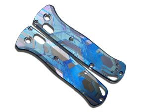 blue flamed falcon engraved titanium scales for benchmade bugout 535