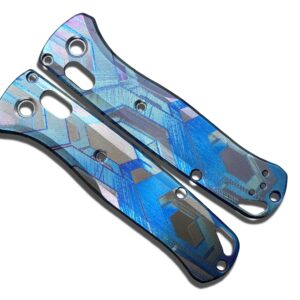 Blue Flamed FALCON engraved Titanium Scales for Benchmade Bugout 535