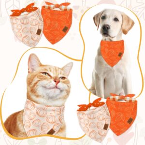 JarThenaAMCS 2Pcs Fall Reversible Dog Bandana Pumpkin Polka Dot Autumn Leaves Gingham Triangle Pet Scarf Orange Adjustable Pet Neckerchief Dog Bibs for Dog Cat Costume Accessories