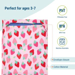 Wildkin Kids Nap Mat Cover for Boys & Girls, Featuring Sewn-in Flap Design, Ideal for Preschool and Daycare, Fits Our Vinyl Nap Mat up to 1.5 Inches Including Basic Sleep Ma (Strawberry Patch)