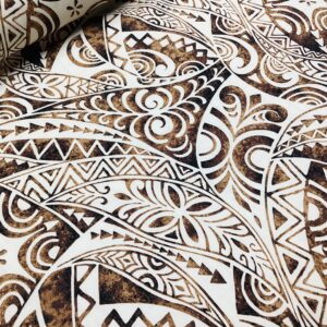 Originals by HITOMI Brown Swirly Tribal 100% Cotton Hawaiian Print Fabric Sold by The Yard, Red