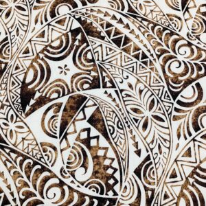 Originals by HITOMI Brown Swirly Tribal 100% Cotton Hawaiian Print Fabric Sold by The Yard, Red